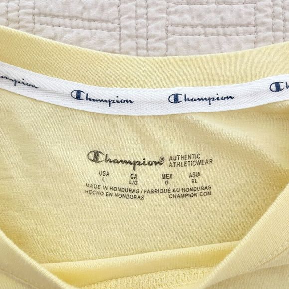 Champion Cropped Tshirt Oversized M L Top Bundle Short Sleeves Knit Yellow Aqua - Picture 4 of 16